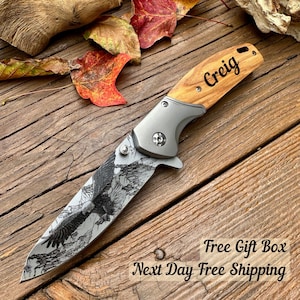 Engraved Pocket Knife Personalized Pocket Knife Hunting Gifts for Men Gift for Hunter Gift for Him Gift for Boyfriend, Knife, Boyfriend Gift