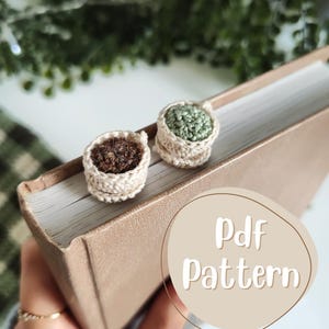 かぎ針編みのコーヒーブックマークパターン | かぎ針編みの抹茶ブックマークパターン | かぎ針編みのブックマークパターン | ブックアクセサリー | ティーカップブックマークパターン