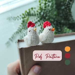 Crochet Chicken Bookmark Pattern | Crochet Hen Bookmark Pattern | Crochet Bookmark Pattern | Crochet Book Accessory | Chicken Bookmark