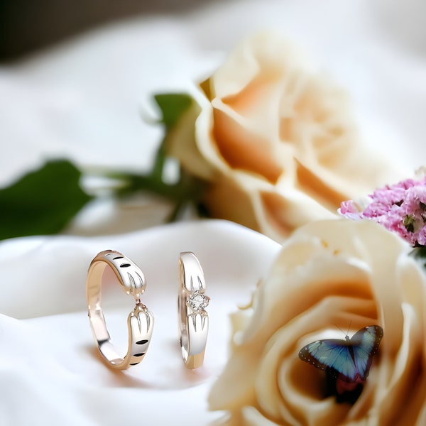 Verstellbarer Silberner Tigerklaue, Ring offen , Schmuck für Paare, Zierliches und minimalistisches Design, Geschenk für Ihn , Wasserfest