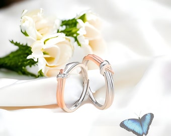 Anillo de Plata Ajustable con Diseño de Nudo, Regalo para Él, Diseño Delicado y Minimalista, Joyería para Parejas, Regalo para Ella