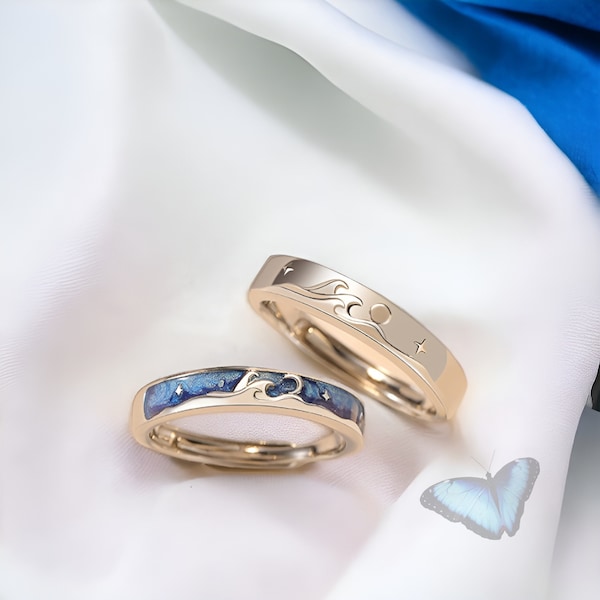 Minimalistischer Paar Wellen Ring, Freundschaftsring für beste Freundin, Geschenkidee, Zierlicher silberner Wellenring, Geschenk für Mama