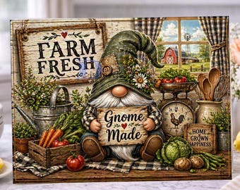 Gnom Schneidebrett PNG / Farm Fresh Gnom / Gnom Sublimationsdesign / Bauernhaus Küche Dekor / DIY Geschenk / Digitaler Download