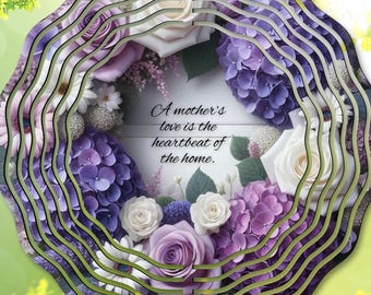 A Mother’s Love Wind Spinner PNG, Floral Garden Spinner Template with Flowers, Heartfelt Sublimation Design, Mother’s Day (Digital Download)