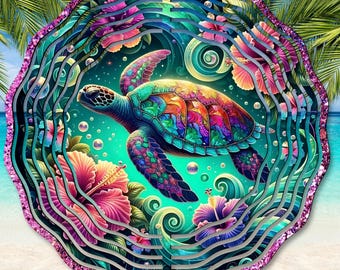 Molinillo de viento de tortuga PNG, diseño de sublimación oceánica, plantilla de molinillo de jardín de tortuga marina, regalo DIY, decoración de jardín con animales marinos (descarga digital)