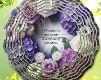 En vindspinner med mors kärlek i PNG-format, mall för blommig trädgårdssnurra med blommor, hjärtlig sublimeringsdesign, mors dag (digital nedladdning)