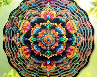 3D Mandala Wind Spinner PNG Sublimation Design, Colorful Layered Garden Yard Decor Template, DIY Outdoor Art Gift, Digital Download