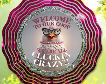 Chicken Wind Spinner PNG, Sarcastic Funny Garden Decor Sublimation Design, Cluckin Crazy Yard Spinner, DIY Outdoor Gift, Digital Download
