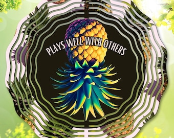 Upp och nervänd ananasvindspinna PNG: Rolig trädgårdsvindspinnarmall, swingers trädgårdsdekor, delar väl med andra roliga (digital nedladdning)