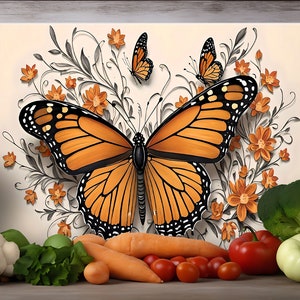 Schmetterling Blumen Sublimations-Schneidebrett Design-Download, rustikales Schneidebrett PNG, Schneidebrett-Datei Digitaler Design-Download, Hacken