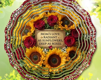 Mothers Days PNG / Wind Spinner PNG / Flower Sublimation Designs / Roses and Sunflower / DIY Gift for Mom / Floral Digital Download