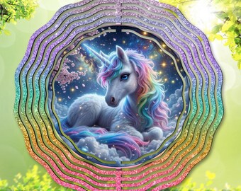 Unicorn PNG / Wind Spinner PNG / Rainbow png / Garden Wind Spinner / Sublimation Design / Unicorn Spinner / Glitter Png / Digital Download