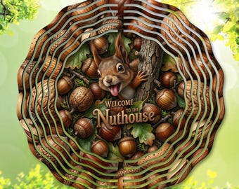 Squirrel Wind Spinner PNG, Sarcastic Sublimation Design, Welcome to the Nut House Garden Spinner Template, DIY Gift, (Digital Download)