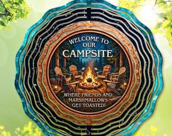 Camping Wind Spinner PNG, Campsite Sublimation, Where Friends and Marshmallow Get Toasted Design Garden Spinner Template (Digital Download)