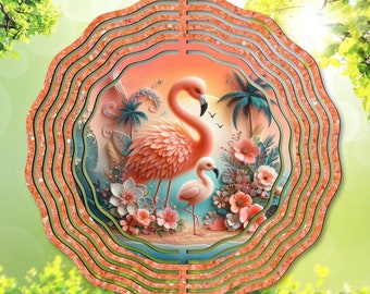 Flamingo PNG / Vindspinner PNG / Sublimeringsdesign / Tropisk Flamingo / Mamma och Baby / Persikablommor / Trädgårdsspinner / Digital nedladdning