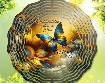 Butterfly Wind Spinner PNG, Memorial Sublimation Design, Sunflower Garden Spinner Template, DIY Gift, Butterflies Appear (Digital Download)