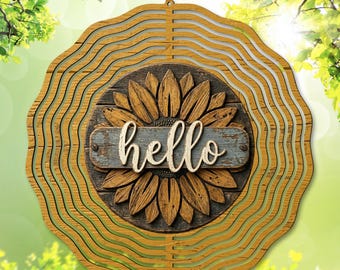 Hola PNG / Molinillo de viento PNG / Girasol giratorio / Paraguas PNG / Estilo vintage antiguo / Sublimación de primavera / Madera sintética / Descarga digital