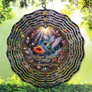 Cata-vento de beija-flor PNG, Design de sublimação de asas de beija-flor Heaven Whispers, Modelo de cata-vento para jardim memorial (Download digital)