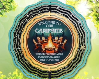 Camping Wind Spinner PNG: Campsite Sublimation, Where Friends and Marshmallow Get Toasted Design Garden Spinner Template (Digital Download)