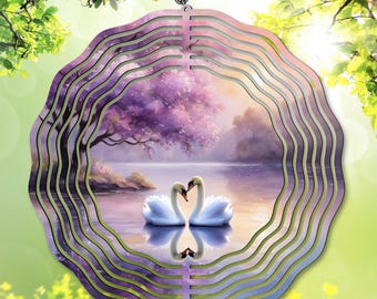 Svanar vindspinner PNG, svanar sublimering, svan clipart akvarell, för evig kärlek PNG, direkt nedladdning, svanhjärtspinner, bröllopspresent