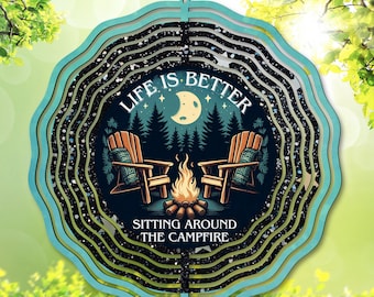 Camping Wind Spinner PNG, Camping Sublimation Design, Lakeside Garden Spinner Template, DIY Gift, Campsite Decor (Digital Download)