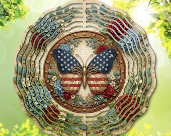 4th of July PNG / Wind Spinner PNG / Butterfly PNG / Independence Day png / Red White and Blue png / Sublimation Template / Digital Download