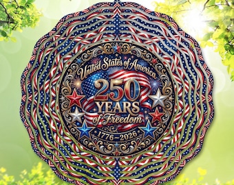 250 Years of Freedom Wind Spinner PNG, America Birthday, 1776–2026 Red White Blue Sublimation, 4th of July Yard Decor, Digital Download