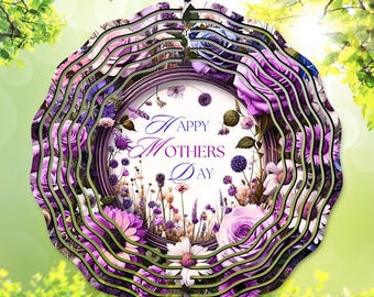 Molinillo de viento para el Día de la Madre PNG: Diseño floral de sublimación, plantilla para molinillo de jardín para mamá, regalo DIY, decoración de jardín con flores (descarga digital)