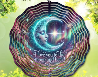 Moon PNG / Wind Spinner PNG / Northern Lights Sublimation / I Love You to the Moon Back / Garden Wind Spinner / Celestial / Digital Download