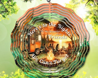 Camping PNG, Wind Spinner PNG, Here's to Nights, Camper Sublimation Design, Campsite Garden Spinner Template, DIY Gift (Digital Download)
