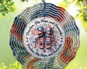 Patriotic Wind Spinner PNG, 4th of July & American Flag Sublimation Design, Fourth of July, Digital Download Flip Flops, Fireworks Freedom