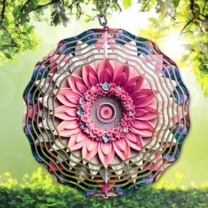 3D Sonnenblume Mandala Wind Spinner PNG, bunte Sublimation PNG, Mandala Garten Kunst Spinner, Vorlage PNG, Digital Download, DIY Geschenkidee