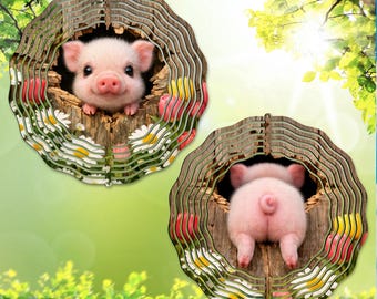 Pig PNG / Wind Spinner PNG / Front Back png / Pig Sublimation / Double Sided / Spring Wind Spinner / Piglet Png / DIY Gift Digital Download