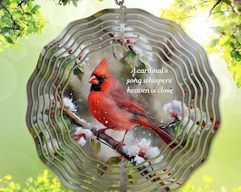 Cardinal Wind Spinner PNG, Memorial Sublimation Design, Winter Garden Spinner Template, Red Cardinal Yard Decor, DIY Gift (Digital Download)