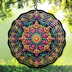 3D detaillierte Mandala Wind Spinner PNG, bunte Sublimation png, Mandala Garten Kunst Spinner, Vorlage PNG, digitaler Download, DIY Geschenkidee