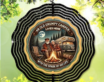 Camping vent Spinner PNG, vieux campeur grincheux vit ici avec l&#39;étincelle de sa vie bricolage cadeau drôle en téléchargement numérique, modèle de Camping Spinner,