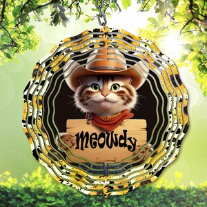 Katzen Wind Spinner PNG, sarkastische Sublimation PNG, lustige Garten Spinner Vorlage, DIY Geschenk, dummes Hofdekor, MEOWDY Western digitaler Download