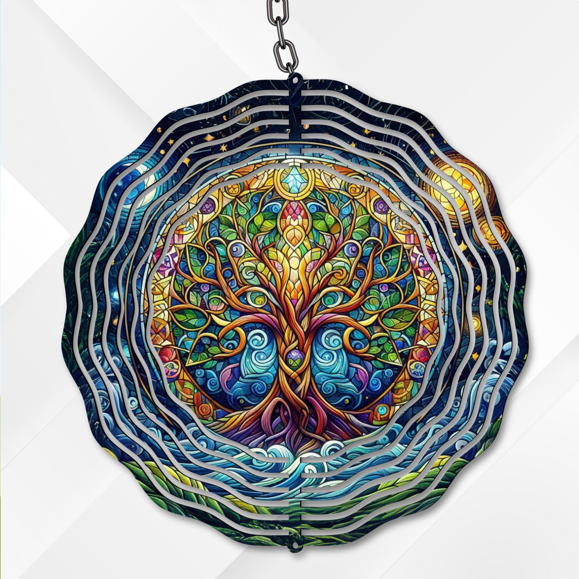 Tree of Life Wind Spinner PNG, Celestial Garden Sublimation Design