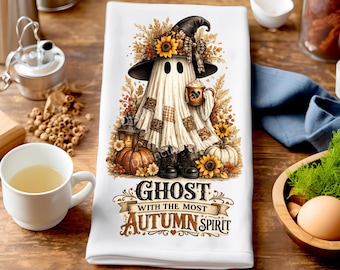 Halloween-Geister-Geschirrtuch, Herbst-PNG, Herbstliches Blumen-Sublimationsdesign, Blumen-PNG, Kürbis-Geschirrtuch, Trendiges Herbst-PNG, Digitaler Download