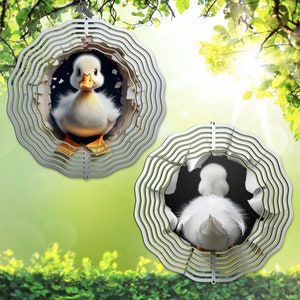 Witte baby eendje windspinner png, doorbraak eend dubbelzijdig kopstoot digitale sjabloon voor sublimatie op tuinspinner, doe-het-zelfcadeau