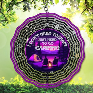 Campingwindspinner, png, ik heb geen therapie nodig, ik wil gewoon gaan kamperen. Doe-het-zelfcadeau, sublimatie-png, grappige tuinspinner, digitale download