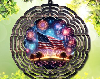 Patriotic, 4th of July & American Flag Sublimation PNG for Stunning Fourth of July Windspinner! Digital Download for Independence Day Decor