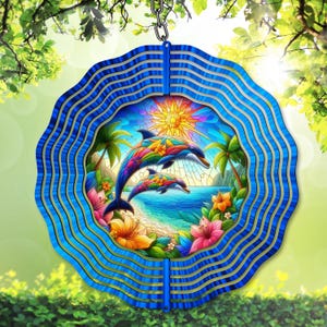 Delfin Wind Spinner PNG, Muschel Sublimationsdesign, DIY Geschenkidee, Ocean Garden Spinner Vorlage, digitaler Download, Delphin Yard Decor
