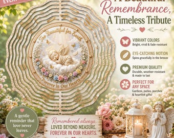 Baby Memorial Wind Spinner PNG, Sympathy Sublimation Design, Forever in our Hearts Garden Spinner, Infant Memorial Gift, Digital Download