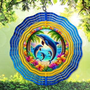 Delfin Wind Spinner PNG, Muschel Sublimationsdesign, DIY Geschenkidee, Ocean Garden Spinner Vorlage, digitaler Download, Delphin Yard Decor