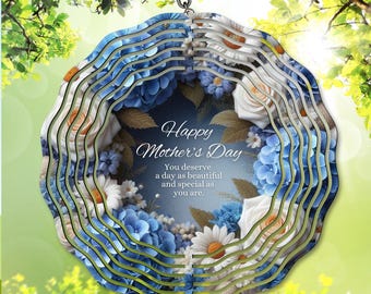 Bonne fête des mères, essoreuse à vent PNG, vous méritez un jour, sublimation de fleurs, téléchargement numérique, modèle de girouette de jardin floral, cadeau bricolage