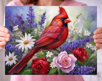 Cardinal Cutting Board PNG, Floral Bird Sublimation Design, Cardinal Chopping Board Printable, Kitchen Decor PNG, DIY Gift Digital Download