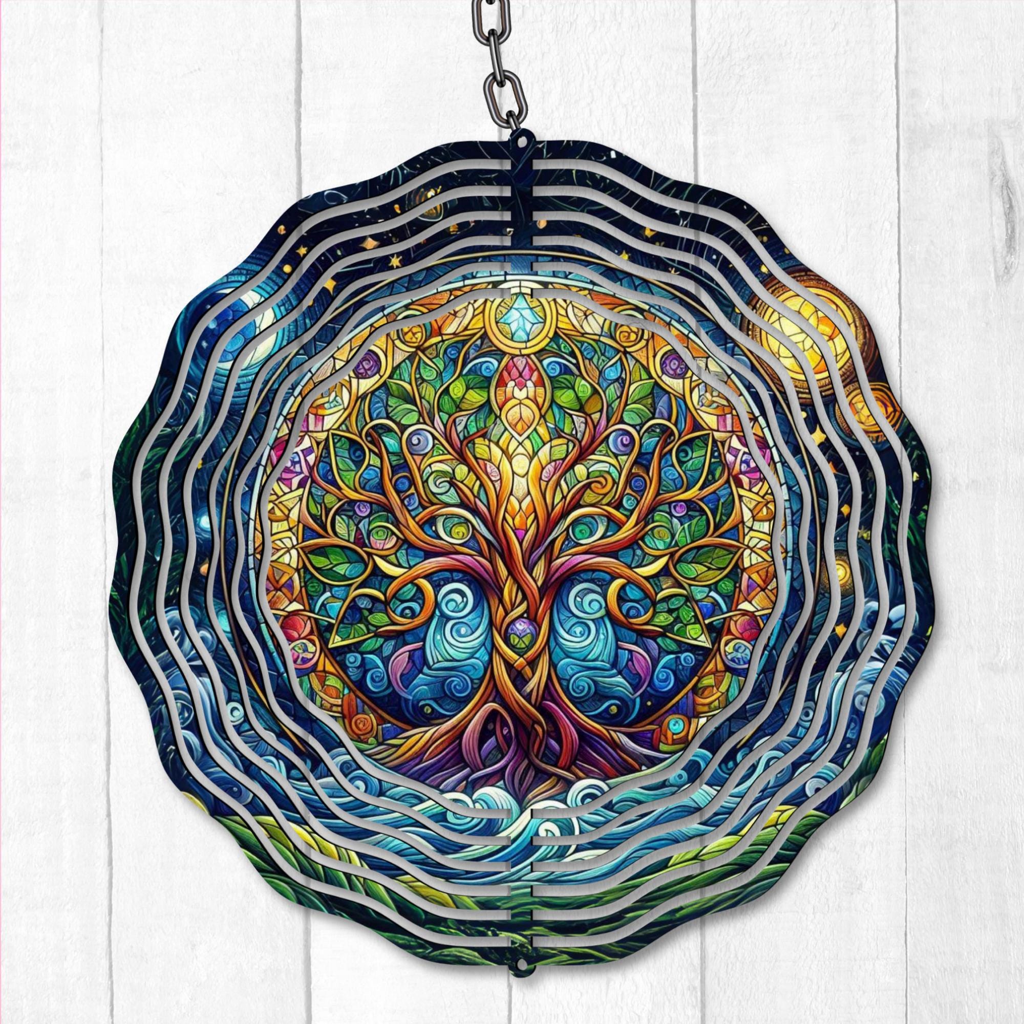 Tree of Life Wind Spinner PNG, Celestial Garden Sublimation Design
