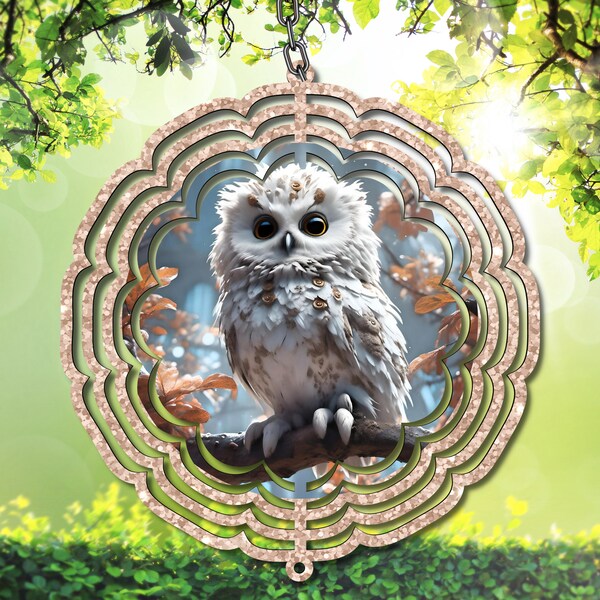 White Owl PNG for Sublimation on Wind Spinner, Instant Printable Digital Infuse Your Creations with Vibrant Avian Elegance, dyi owl gift