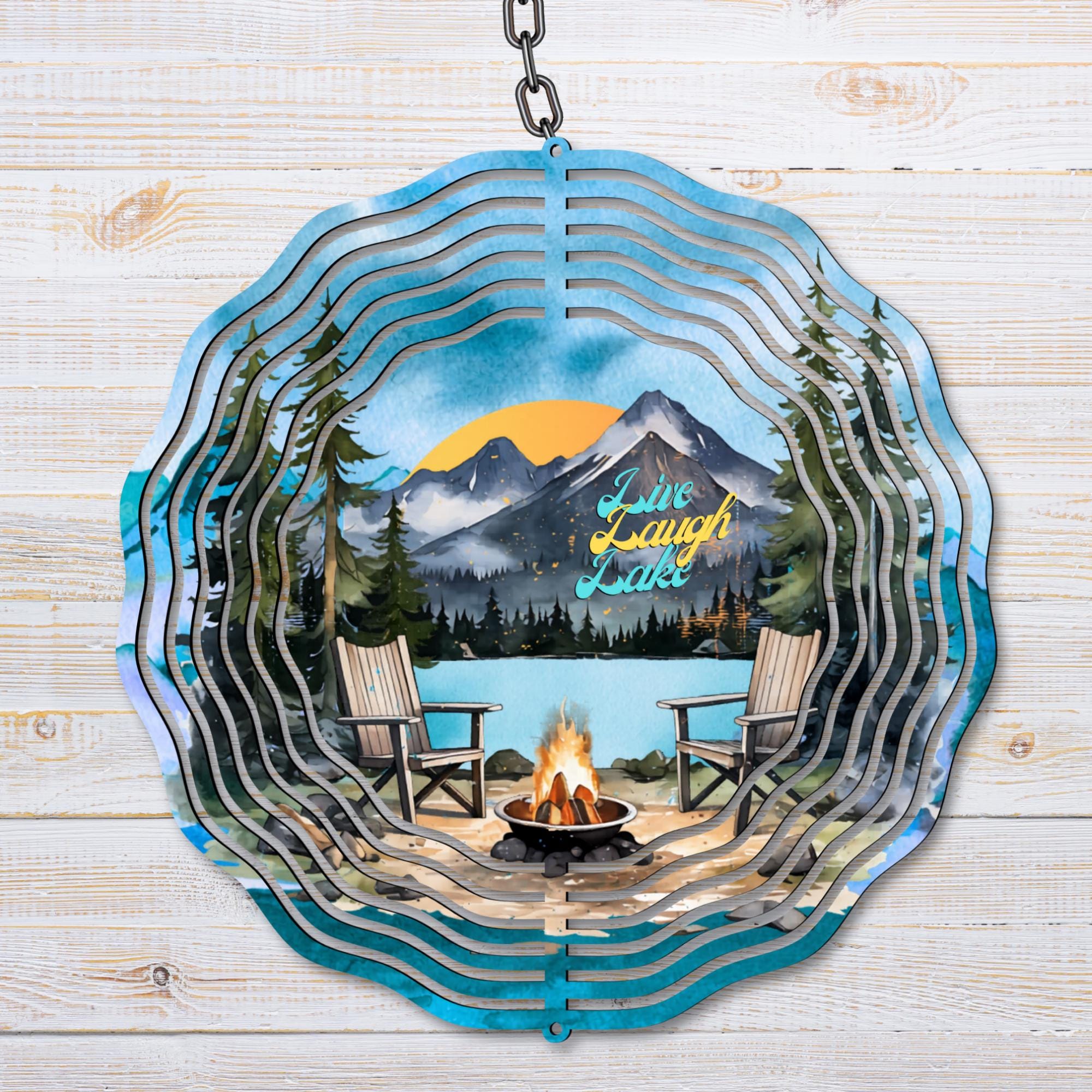 Camping Wind Spinner PNG, Lake House Sublimation Design, Campfire